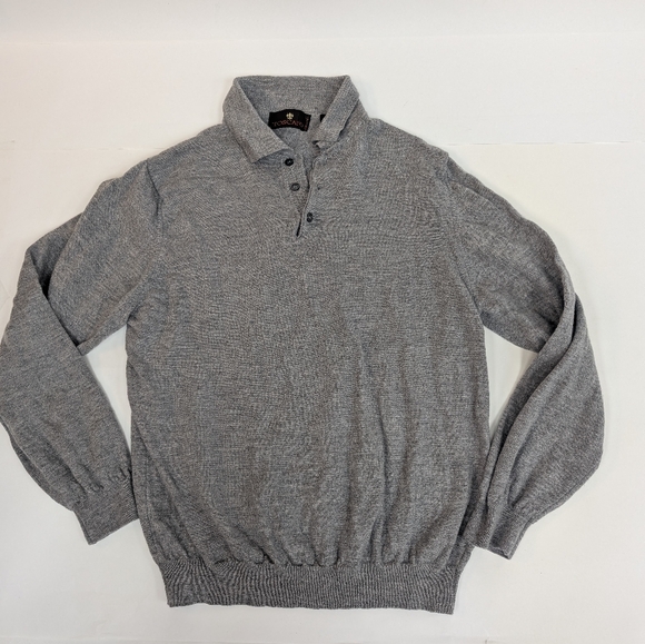 Toscano Other - Toscano gray 100% merino wool long sleeve three button pull over sweater